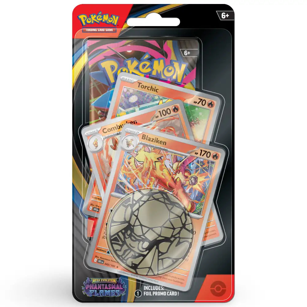 Phantasmal Flames – Premium Checklane Blister – Blaziken – englisches Pokémon TCG Produkt