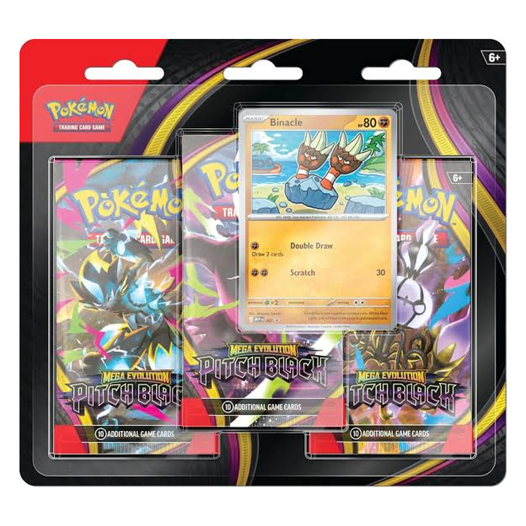 Pitch Black – 3-Pack Blister – Binacle – englisches Pokémon TCG Produkt