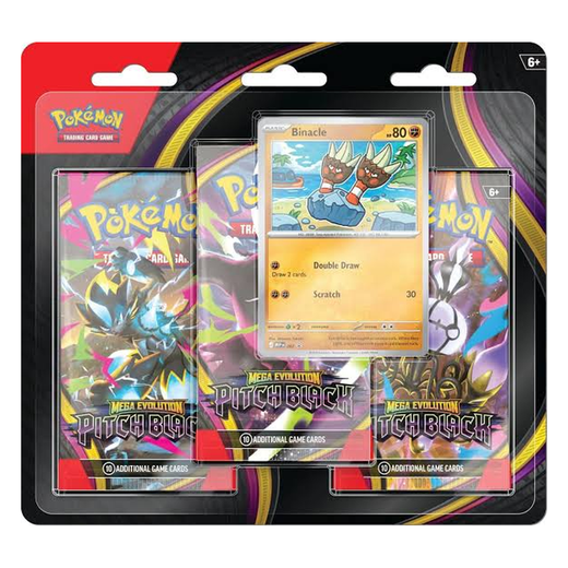 Pitch Black – 3-Pack Blister – Binacle – englisches Pokémon TCG Produkt